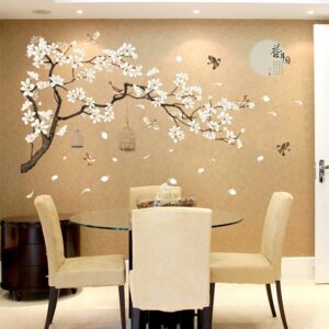187x128cm Velké samolepky na zeď se stromem Ptáci Květina Domácí dekorace do obývacího pokoje Ložnice DIY vinyl