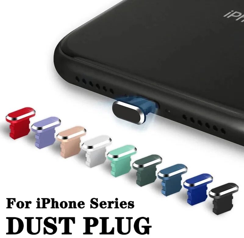 2 KS Barevná kovová nabíječka proti prachu Dock Plug Stopper Cap Cover pro iPhone 14 13 12 Pro Max Uvolnění příslušenství k mobilnímu telefonu