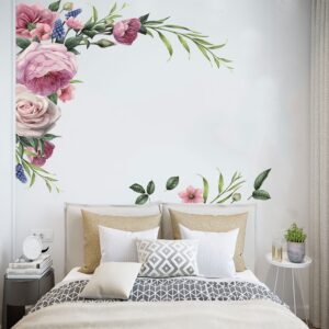 2ks Velká Pivoňka růže Nálepka na zeď DIY Vintage květiny Tapeta do ložnice Obtisky do obývacího pokoje Nástěnná malba Home Decor dítě Dívčí Dívky