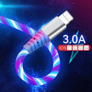 2m Flow USB datový kabel pro iPhone 14 13 12 Pro Max 11 XS 8 7 6 Světelný 3A rychlý nabíjecí kabel