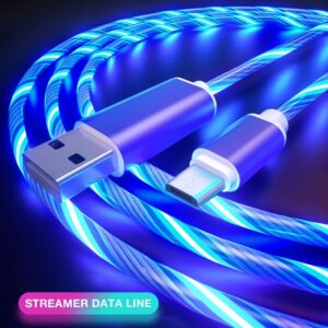 2m svítící kabel typu c nabíjecí kabely pro mobilní telefony LED světlo Nabíječka pro Samsung Xiaomi iPhone Charge Wire Co