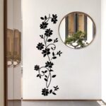 2ks Černý květ rostlina vinné révy Nálepka na stěnu s květinami Kreativní pozadí na stěnu Dekorace do obývacího pokoje Ložnice Nálepka na stěnu