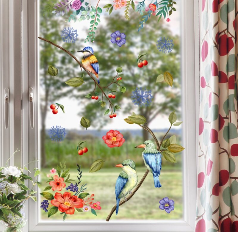 30*60cm Větev Pták Květina Nálepka na zeď Nálepka na okno Obývací pokoj Ložnice Restaurace Dekorativní samolepicí Nálepka na zeď