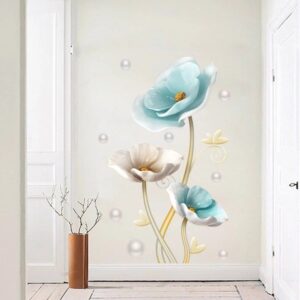 3D efekt Modrý lotos samolepky na zeď Velké DIY dekorativní samolepky Obývací pokoj Domácí dekorace Květiny Samolepky na stěnu Ložnice Art Design
