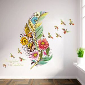 3d živé peří motýl ptáci květinové samolepky na zeď domácí dekorace obývací pokoj samolepky na zeď PVC samolepky na stěnu kutily
