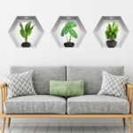 3ks 3D stereoskopické samolepky na zeď v květináčích Dekorativní tapety do obývacího pokoje Samolepící velkoobchodní samolepky rostlin a květin PVC