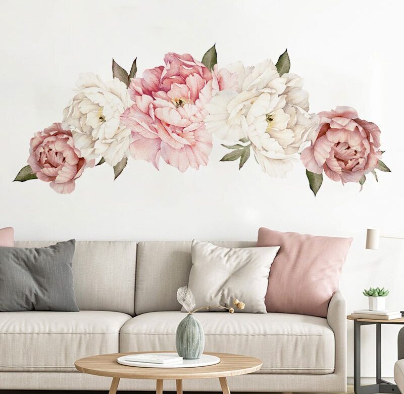Krásné růžové květy pivoňky samolepky na stěnu do dětského pokoje obývací pokoj ložnice domácí dekorace samolepka na stěnu domácí dekorace dětské školky