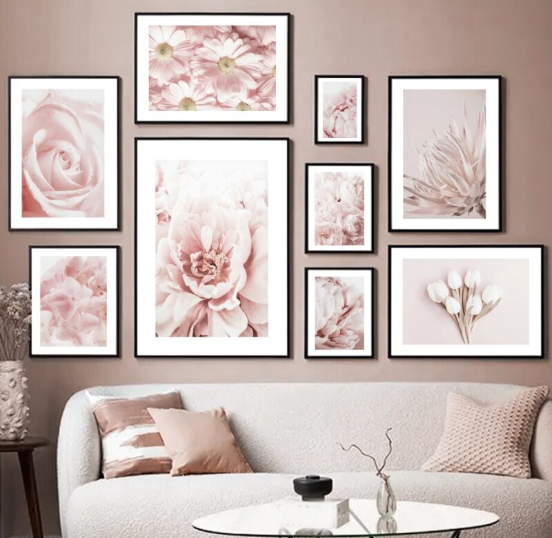 Kvetoucí květina Růže Pivoňka Tulipán Daisy Nástěnné umění Malba na plátno Severské plakáty a obrazy Nástěnné obrazy pro výzdobu obývacího pokoje
