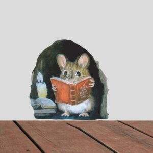 Nálepka na zeď kreslená myš Čtení Dětský pokoj Nástěnná výzdoba Nástěnná malba Obývací pokoj Ložnice Odnímatelné Nálepky Legrační krysy