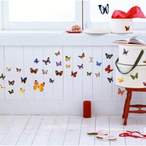 Barevné 81 motýlů 3D samolepka na stěnu DIY samolepky na stěnu Obývací pokoj Romantické květinové samolepky motýlů Home Decor Wallpaper