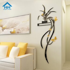 Kreativní 3D akrylová samolepka na zeď s květem orchideje Samolepící domácí dekorace Obývací pokoj TV pozadí Samolepky na stěnu Nástěnné dekorace