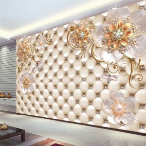 Vlastní libovolná velikost 3D nástěnná tapeta Evropský styl Křišťálová květina Fotonástěnná malba Obývací pokoj Téma Hotel Luxusní dekorace Stěna