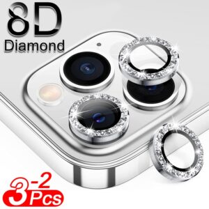Diamantový třpytivý chránič objektivu fotoaparátu pro iPhone 14 13 12 11 Pro Max Mini kovový kroužek Sklo objektivu na iPhone 13 Pro Max Ochranné