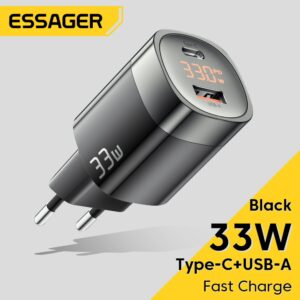 Essager 33W 30W GaN USB C nabíječka Typ C Rychlé nabíjení QC PD 3.0 3 0 USB-C Rychlé nabíjení pro iPhone 14 13 Pro Max Display Charge