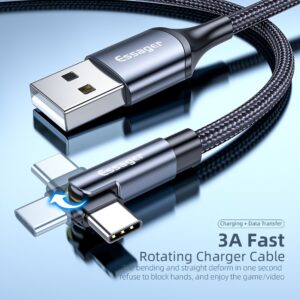 Essager 3A kabel pro rychlé nabíjení Micro USB Type C datová nabíječka pro iPhone Xiaomi mobilní telefon 540 otočný drát
