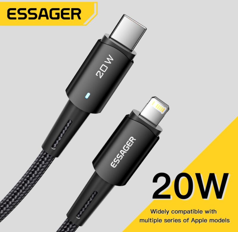 Essager typ C pro iPhone 11 12 13 Pro Max XS 20W kabel pro rychlé nabíjení typu C Kabel pro datum osvětlení pro iPad Macbook