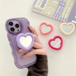 Ins Korean Cute Love Heart Mirror Lazy Griptok Bracket pro iPhone 14 Pro Silikonový držák telefonu Kroužek podpora stojánek Grip Tok dárek
