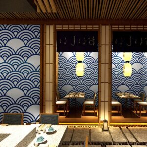 Japonská dekorace Japonský styl personalizovaná japonská kuchyně Ramen sushi shop vlna ukiyo tapeta