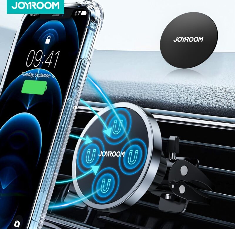 Joyroom 15W Qi magnetický držák telefonu do auta Bezdrátová nabíječka pro iPhone 14 13 12 Series Fast Air Vent nabíjení Držák telefonu nabíječka