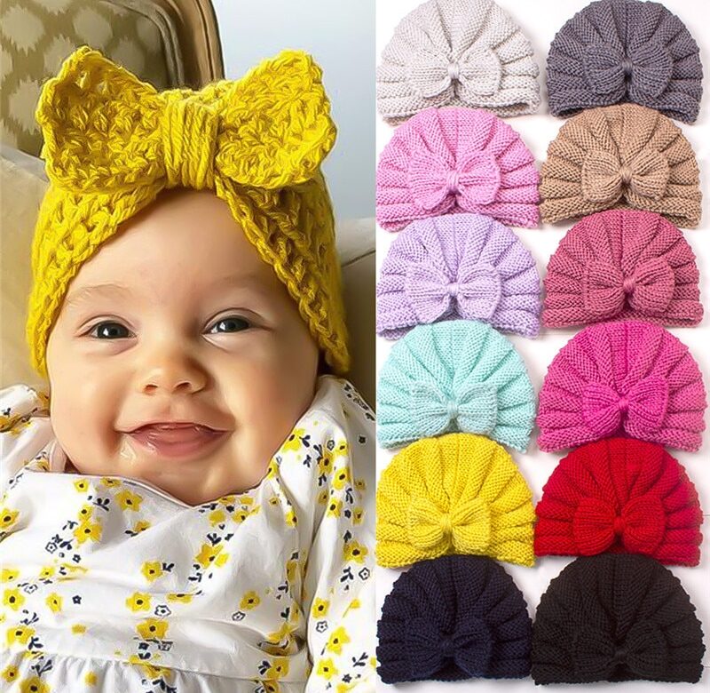 Dětské zateplené pletené doplňky pro miminko Holčičí kšiltovka čepice Candy Color Dětské batolecí čepice