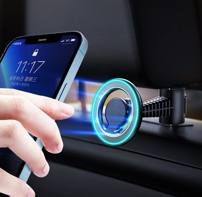 Kimdoole magnetický držák telefonu do auta pro sedlovku Headrest telefon Stojan na mobil Podpora pro iPhone Xiaomi Příslušenství Samsung