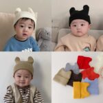 Korejská kojenecká úpletová čepice s uchem Jarní Podzimní čepice s čepicí pro miminka Holky Chlapci Elastické čepice batole Baby Bonnet pro 0-2 roky
