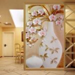 Velká květinová váza Nástěnná malba přizpůsobená velikost 3D reliéfní tapeta do obývacího pokoje Moderní jednoduchý dekor Vstupní chodba Obložení stěn