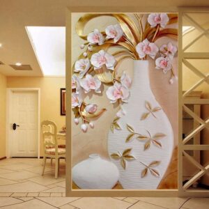 Velká květinová váza Nástěnná malba přizpůsobená velikost 3D reliéfní tapeta do obývacího pokoje Moderní jednoduchý dekor Vstupní chodba Obložení stěn