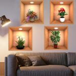 Nová kreativní simulace Květina Zelená rostlina v květináči 3D samolepky na zeď Obývací pokoj Studovna Vodotěsné dekorativní domácí samolepky