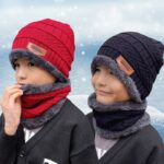 Nová zimní pletená čepice Children Plus Sametová teplá šála Jednodílná čepice zesílená vlněná čepice Dívčí ochrana sluchu Dětská čepice odolná proti chladu