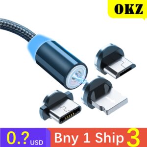 OKZ 2M magnetický kabel Micro USB Type C Nabíječka pro telefony Android Rychlé nabíjení Magnetický nabíjecí kabel pro iPhone 12 11 Pro XS Max