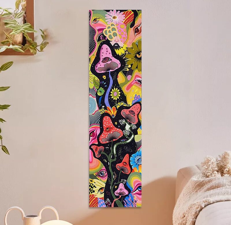 Psychedelické houbové tapiserie nástěnné závěsy Hippie barevné květinové tapiserie Magické abstraktní nástěnné závěsy pro domácí dekorace