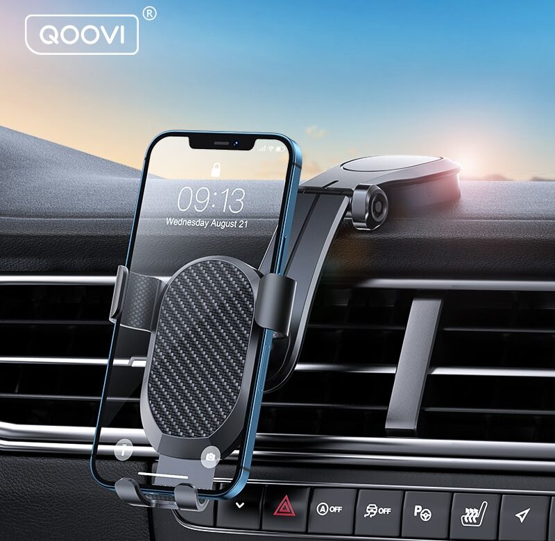 QOOVI držák telefonu do auta stojánek na mobil držák gravitace bez magnetické podpory pro iPhone 13 Pro Xiaomi Mi11 Samsung S21 Huawei