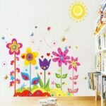 Romantický kreslený film Barevné slunečnice Motýl Samolepka na stěnu Dětský pokoj Odnímatelný dětský vinyl Umělecká nástěnná malba PVC obtisk