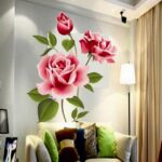 Romantická láska 3D Rose Flower Blossom Samolepky na stěnu Nábytek do obývacího pokoje TV dekorace Samolepka na stěnu Home Decor Decal Art