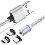 Otočný magnetický kabel Rychlé nabíjení Magnetová nabíječka Micro USB Type C Kabel Kabel pro mobilní telefon pro iPhone Xiaomi