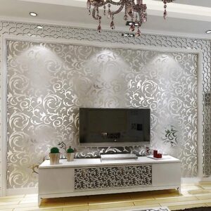 Stříbrná luxusní tapeta Domácí dekorace Moderní tapety na zeď 10M role Metalická vinylová třpytivá tapeta se zlatou fólií