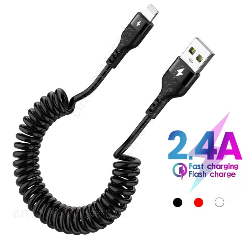 Pružinový 3A rychlý nabíjecí USB kabel pro iPhone 14 13 12 11 Pro Max XS XR X navíjecí datový kabel 1/1,5 m telefonní datový kabel