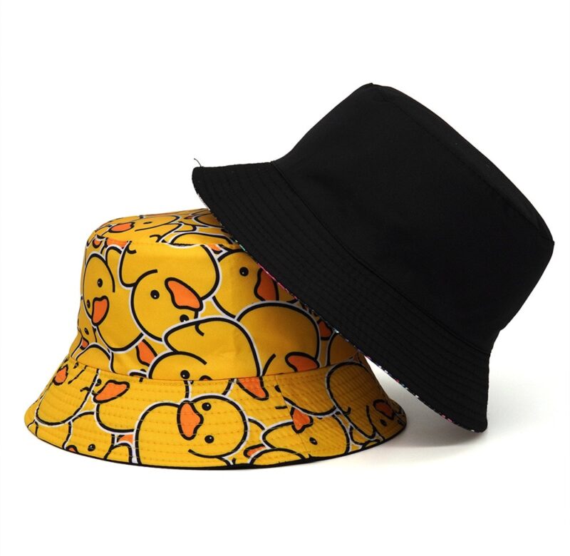 Letní klobouk bucket klobouk pro muže Ženy Bavlna Bob Panama Dívky Cestování na pláž Outdoor Oboustranná žlutá kachna Rybářský klobouk