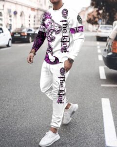 Pánské tričko Lví král s dlouhým rukávem, 2 kusy, retro móda, 3D tisk, sportovní oblečení, móda, móda, streetwear