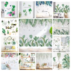 Nálepky na stěnu s tropickými zelenými rostlinami do ložnice Koupelna Dekorace obývacího pokoje Vinylová tapeta Listy Nálepka na plakát v květináči
