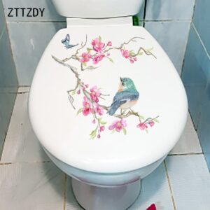 ZTTZDY 23,6CM×22,6CM Klasická květinová větev Ptačí toaleta WC dekorace Umělecká samolepka na zeď T2-0805