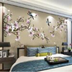 wellyu Přizpůsobené velkoplošné nástěnné malby nové čínské stylové ručně malované květiny magnólie a ptáci zelené pozadí tapety