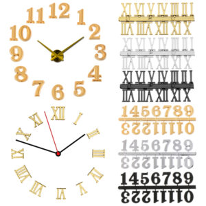 1 sada římských číslic 3D hodiny Akrylové zrcadlové digitální nástěnné hodiny do obývacího pokoje Moderní design DIY hodiny Domácí dekorace