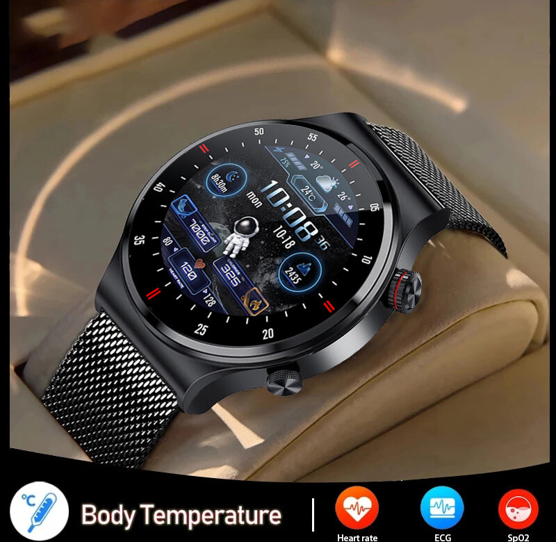 2022 Nové chytré hodinky EKG+PPG pro muže Hodinky na měření krevního tlaku a srdečního tepu IP68 Vodotěsné chytré hodinky Fitness Tracker pro Huawei Xiaomi