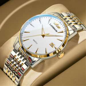 2023 Nové neformální sportovní pánské hodinky s chronografem Náramkové hodinky z nerezové oceli s velkým ciferníkem Quartzové hodiny se světelnými ukazateli + krabička
