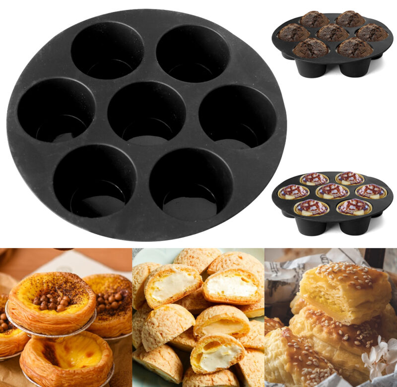 7 otvorů Air Frieer Silikone Pot Muffin Cake Cake Cup Plex Pečení Pan pro pečivo vzduchové fritéza mikrovlnná trouba pečení podnos