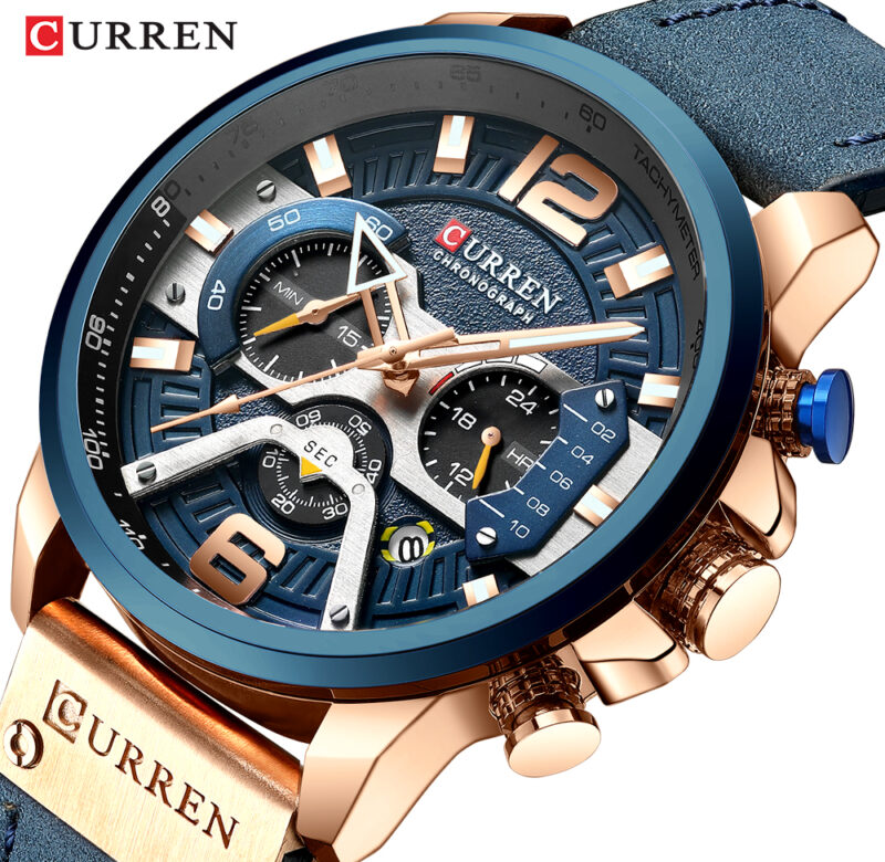 CURREN Sportovní hodinky pro volný čas pro muže Top značky Luxusní vojenské kožené náramkové hodinky Pánské hodiny Módní náramkové hodinky s chronografem