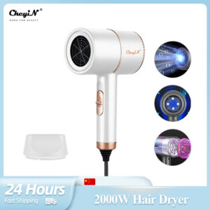 CkeyiN Mini vysoušeč vlasů 2000W fén Profesionální fén s negativními ionty Elektrický fén s difuzérem pro úpravu vlasů
