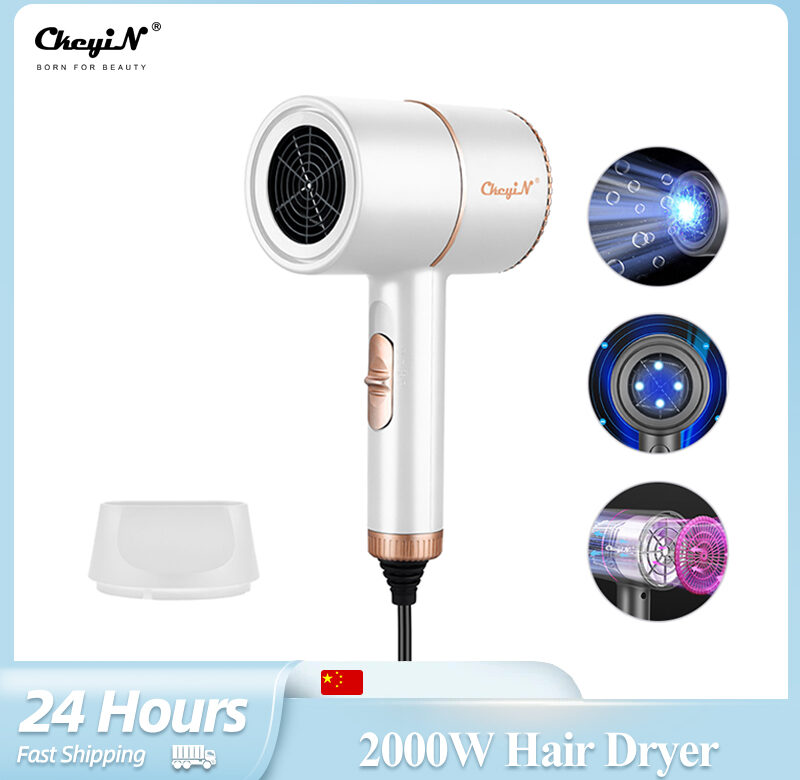 CkeyiN Mini vysoušeč vlasů 2000W fén Profesionální fén s negativními ionty Elektrický fén s difuzérem pro úpravu vlasů